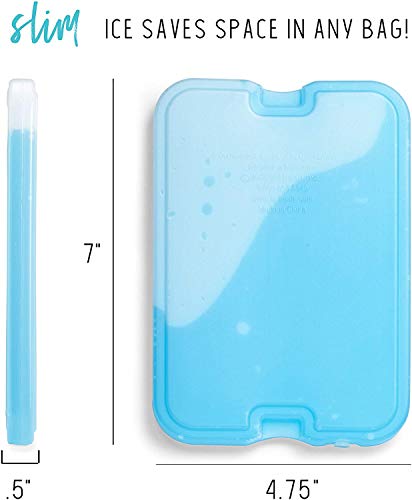 Cool Coolers by Fit & Fresh 4 Pack XL Slim Ice Packs, Quick Freeze Space Saving Reusable Ice Packs for Lunch Boxes or Coolers - color: Clear Blue 4 PK
