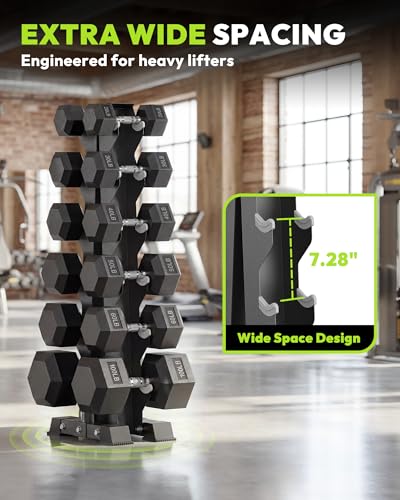 HANDBODE A-Frame Dumbbell Rack Heavy Duty Weight Stand for Dumbbells, Space-Saving Metal Storage Organizer, Sturdy Dumbbell Holder for Home Gym - style: 510 lb Set (20, 30, 40, 50, 55, 60 lb) *2 & Rack