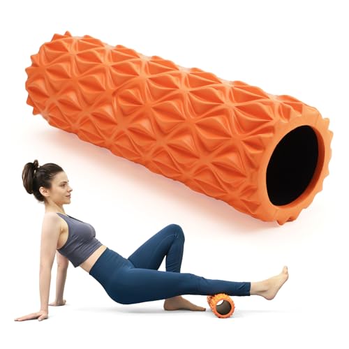 Foam Roller - 15 inch Deep Tissue Massager for Muscle Massage, Myofascial Trigger Point Release, Exercise, Yoga, Pilates & Stretching(Orange) - color: Orange