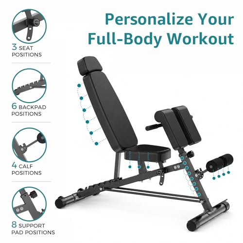 OLIXIS Adjustable Weight Bench, 660 LBS Foldable Workout Bench Press | Heavy Duty Chest Press Machine with Hyper Back Extension & 2 Wheels, for Flat Incline Decline Sit Up for Home Gym - color: Classic Black