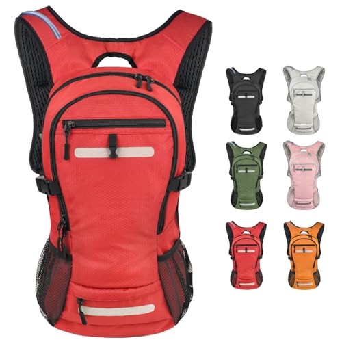 Zavothy 20L Multipurpose Hiking Backpack with 3L Water Bladder – Durable Hydration Backpack with Insulated Bladder Compartment, Hidden Helmet Holder & Rain Cover – for Hiking, Commuting, and Camping - color: Red
