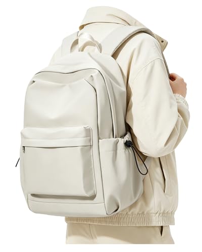SEAFEW Small Backpack for School Girls Kids Women, Waterproof Bookbag Cute High School Backpack for Men Teen Boys, Lightweight College Back Pack Mochilas Escolares para Casual Daypack Rucksack White - color: White