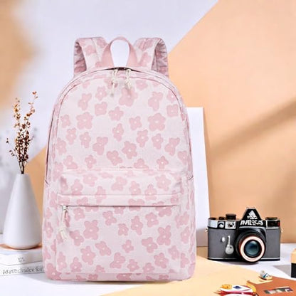 LEDAOU School Backpack for Teen Girls Elementary Middle School Bookbag Kids Backpacks Women Laptop Backpack Travel Daypack - color: Pink Flower