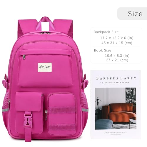 abshoo Big Student Laptop Backpack For College Women Middle High School Teen Girls Bookbag Travel Daypack (Hot Pink) - color: Hot Pink