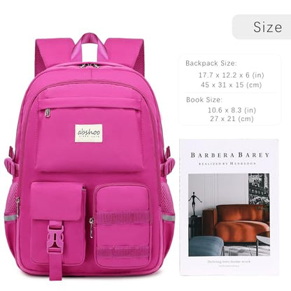 abshoo Big Student Laptop Backpack For College Women Middle High School Teen Girls Bookbag Travel Daypack (Hot Pink) - color: Hot Pink