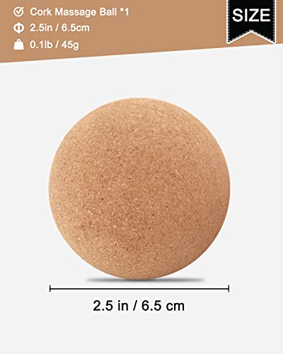 KITWILD Cork Massage Ball - High Density Fine Particles for Deep Tissue Muscle Massage, Myofascial Release, and Yoga Therapy - 2.5 Inch Lightweight Lacrosse Ball - style: 1 Pack (2.5'')