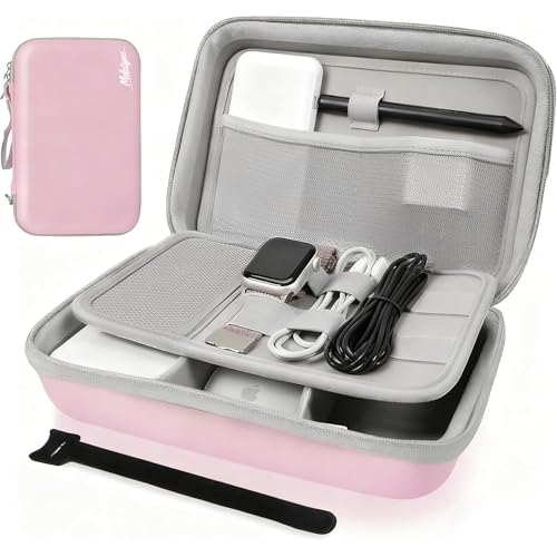 Hard Travel Electronic Organizer Case for Power Bank Chargers Cables USB Flash Drive SD Card Electronics & Backpack Organizer Travel Case Small Portable Accessories Bag, Pink - color: pink