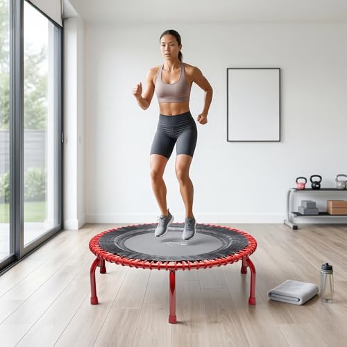 JumpSport 44" PRO Fitness Trampoline, Model 550 Workout Exercise Rebounder, Red