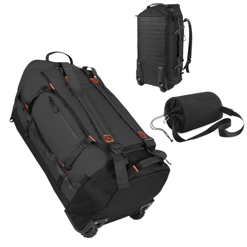85L 29“ Foldable Rolling Backpack with Wheels, Soft-side Travel Duffle Bag with Separate Shoe Compartment, Full Quilted Bottom,Black - color: Black