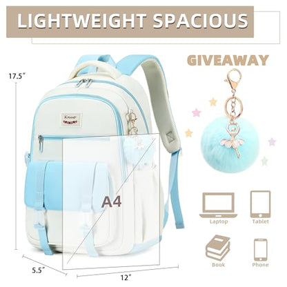School Backpack for Teen Girls College Backpacks for Women Students Bookbag Large 15.6 Inch Laptop Bags Kids Kindergarten Elementary Middle School Bag Anti Theft Daypack Travel Back Pack Blue - color: Blue