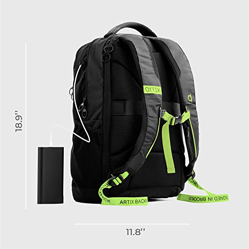 ARTIX® Waterproof Laptop Backpack for Men & Women | Large 17.3-inch Travel Backpack | Stylish & Durable Computer Bag for Business, Office & Work | Versatile Rucksack for Adults (Black/Green)