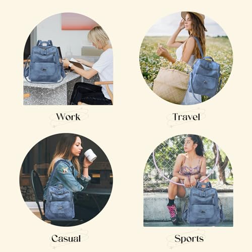 Backpack Purse for Women, Women Backpack Purse Small Leather Waterproof Anti-theft Shoulder Bags Handbags Ladies - color: Blue