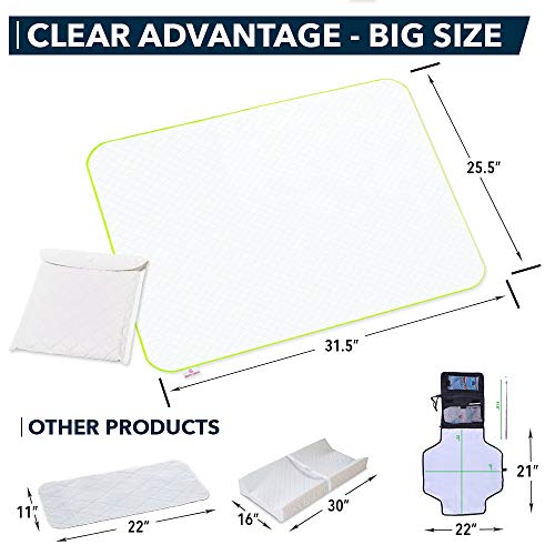 Portable Changing Pad - Waterproof Baby Changing Mat - Large Size 25.5”x31.5”- Foldable Wipeable Diaper Changing Pad - Change Diaper in Any Places On the Go for Boys & Girls - Storage Bag