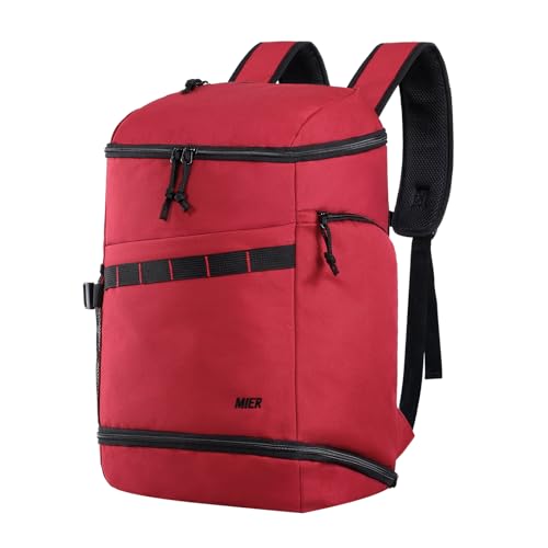 MIER Gym Backpack for Men and Women, 35L Basketball Backpack with Shoe Compartment & Wet Pocket, Waterproof Sports Bag for Travel and Workout - color: Red