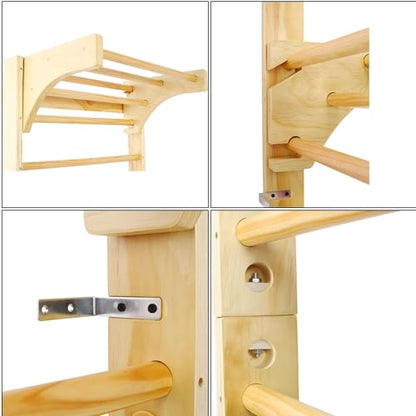 Wall-Mounted Wooden Stall Bars for Home Gym - Swedish Ladder for Stretching, Strength Training & Yoga - Durable Multi-Functional Fitness Equipment - size: 31.5"W x 86.6"H