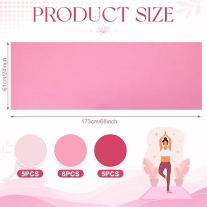 3 mm Thick Yoga Mat Bulk, Non Slip Exercise Workout Fitness Pad for Women Men, Gym Home Yoga Pilates, Easy to Clean, Sturdy PVC - color: Pink Series Color