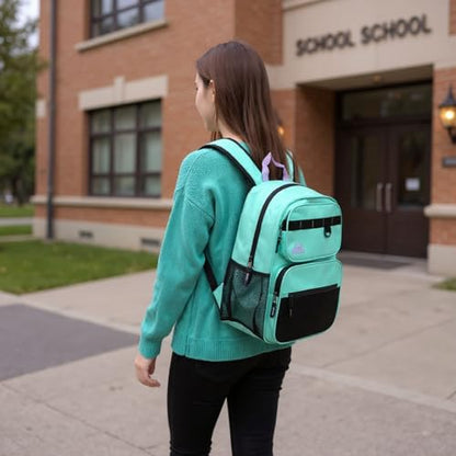 Summit Ridge Travel Backpack for Men and Women, Spacious Work Daypack with Water Bottle Pockets (Mint Green) - color: Mint Green