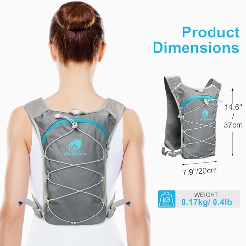 Lightweight Hydration Backpack with 2L Water Bladder for Men Women, Small Water Backpacks Running Vest for Hiking - color: Grey