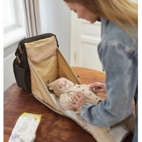 Diaper Bag Backpack, Multifunction Diaper Bag with Changing Station, Stylish Baby Bags, Large Unisex Diaper Backpack for Mom and Dad, Baby Registry Search, Portable Changing Pad – Black Brown - color: Black Brown