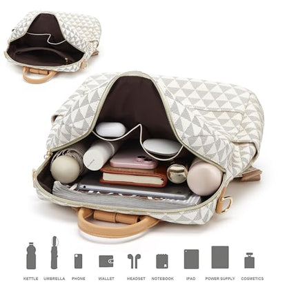 Makes Backpack Purse for Women PU Leather Travel Satchel Handbag Convertible Design Bag with Purse 2 Piece - color: Beige Double