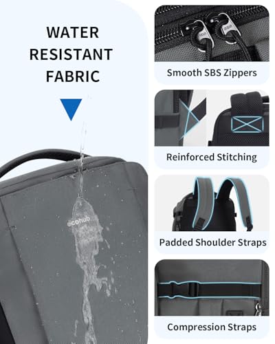 ECOHUB 30L Travel Backpack, Flight Approved Bag for Men & Women, Fits 17.3" Laptop, Weekend Daypack for Work, College & Trips, Grey - color: Grey