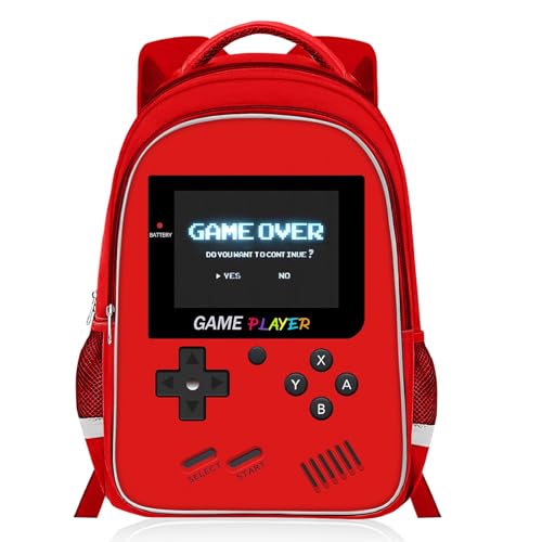 Backpack for School Boys,Gamer Boys Backpack for Elementary Middle School,Student Bookbag for Ages 6-18 Kids Children Teens,17″ Video Game Bookbag Travel Back Pack - color: Game Backpack-red