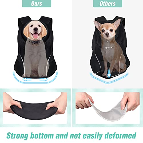 YUDODO 4-8lbs Dog Front Carrier Backpack, Adjustable Breathable Pet Carrier for Small Dogs, Ventilated Puppy Back Pack with Safety Belt, Lightweight Doggy Backpack for Hiking Outdoor (Jet Black, M) - color: Jet Black