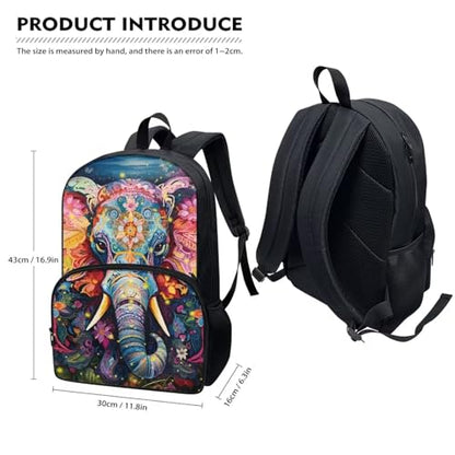 Talayituse Elephant Floral Print Kids School Backpack Casual Travel Daypack School Backpack for Teens Boys Girls Lightweight Middle School Laptop Backpack with Adjustable Padded Straps - color: Elephant Floral