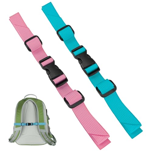2 Pack Backpack Chest Strap Adjustable Replacement Chest Strap for Backpack with Quick Release Buckle - color: 1 Each of Cyan and Soft Pink