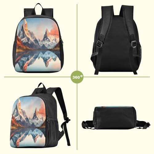 Lightweight Waterproof Backpack with Mountains Design - Durable Travel Daypack for Everyday Use#592