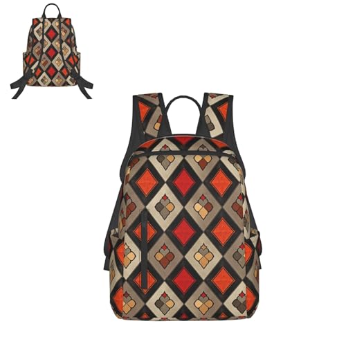 Travel Backpack for Women Men Rhombus Pattern Daypack 15 inch Lightweight Computer Bag Casual Back Pack - color: Rhombus Pattern