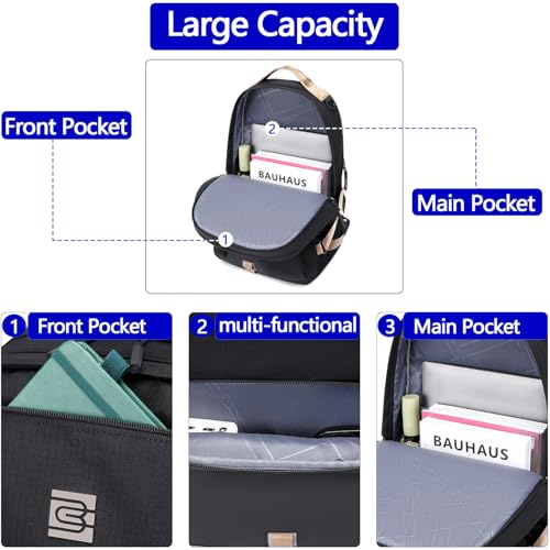Laptop Backpack, Lightweight Waterproof Material, Travel Sports Bag, Suitable for 16 inch Laptops - color: Black