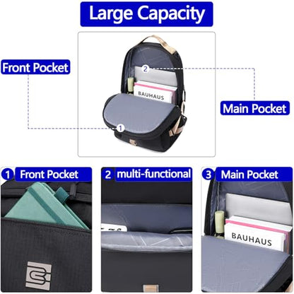 Laptop Backpack, Lightweight Waterproof Material, Travel Sports Bag, Suitable for 16 inch Laptops - color: Black