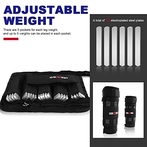 Wrist Ankle Weights with Removable Steel Bars, 1 Pair Adjustable Arm Leg Weights for Men and Women, No Leakage Design, Weighted Wrist Bands for Walking Jogging Yoga Pilates - color: Adjustable Ankle Weights 22 LBS