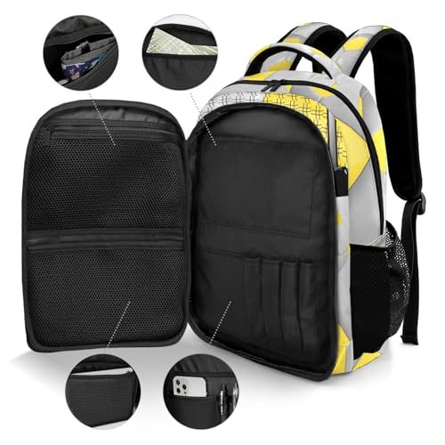 Sport Ball Athlete Player Soccer Yellow Primary Elementary School Bags Middle School Book Bags Dinosaur Bookbags for Preschool Child Grandson - color: Yellow