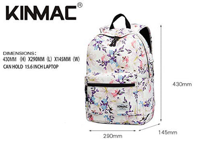 Kinmac Chinese Flowering Crabapple Pattern 15 inch Waterproof Laptop Travel Outdoor Backpack With USB Charging Port For 13 inch 14 inch and 15.6 inch Laptop - color: Chinese Flowering Crabapple