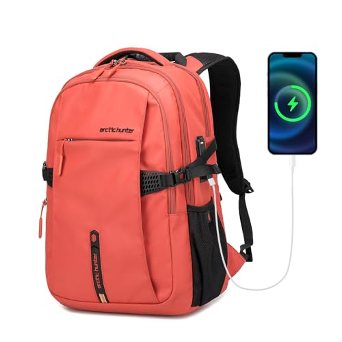 ARCTIC HUNTER AH Orange (Yellow) 15.6 In Laptop Travel Backpack for Couple Women Men, 30L Anti-Theft Compact Carry on Travel Flight Approved for Work, Commuting, and Weekend Casual Daypack - color: Orange
