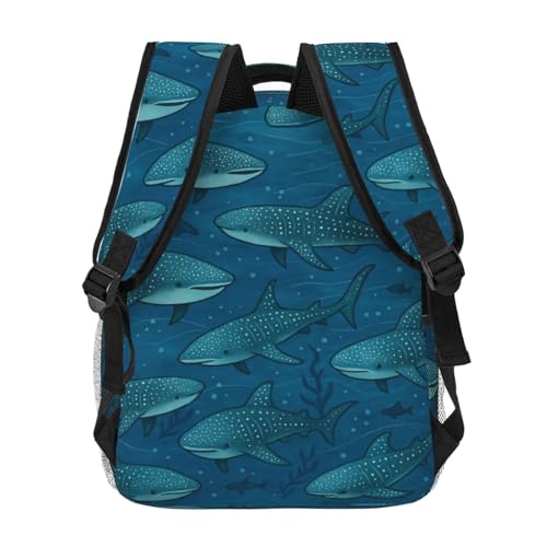 Whale Shark Casual Backpack, Lightweight Laptop Bag Daypack, Underwater Marine Life Backpacks for Women Teens Students, Ocean Cartoon Polyester Bookbag Gifts for School Work Travel Hiking - color: Whale Shark