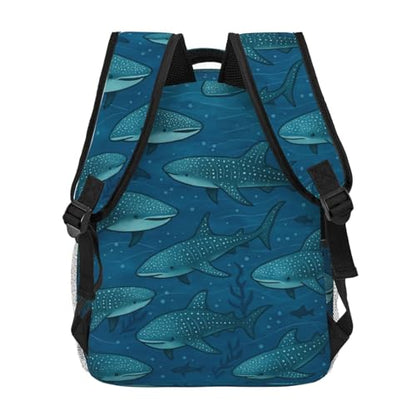 Whale Shark Casual Backpack, Lightweight Laptop Bag Daypack, Underwater Marine Life Backpacks for Women Teens Students, Ocean Cartoon Polyester Bookbag Gifts for School Work Travel Hiking - color: Whale Shark