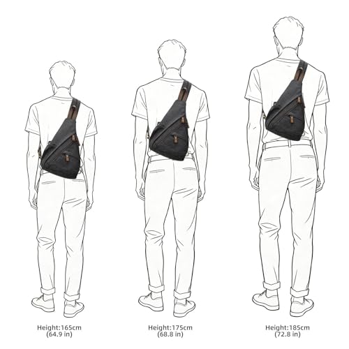 KouLi Buir Canvas Sling Bag - Small Crossbody Backpack Shoulder Casual Daypack Rucksack for Men Women - color: Black