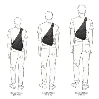 KouLi Buir Canvas Sling Bag - Small Crossbody Backpack Shoulder Casual Daypack Rucksack for Men Women - color: Black