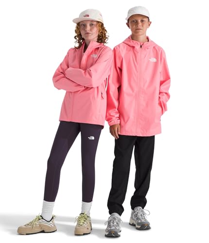 THE NORTH FACE Kids' Zipline Rain Jacket | Breathable Waterproof Rain Coat, Elastic Cuffs, Zip Pockets, Water Repellent - color: Coral Crush, size: Medium