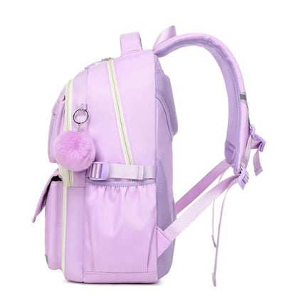 CYOQX School Backpack for Girls Cute Backpack Elementary Middle School High School Teenage Girls Schoolbag (Purple) - color: Purple