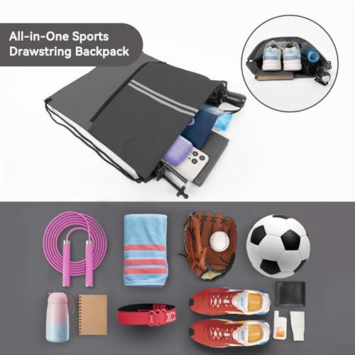 Drawstring Backpack Large Sports Draw String Bag for Men and Women (Urban Gray) - color: Two Tone Urban Gray