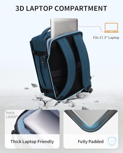 ECOHUB Personal Item Backpack for Airlines, Under Seat Carry On Bag, 30L Airplane Travel Pack, Fits 17.3" Laptop, Weekend Essential, Blue Green - color: Blue Green