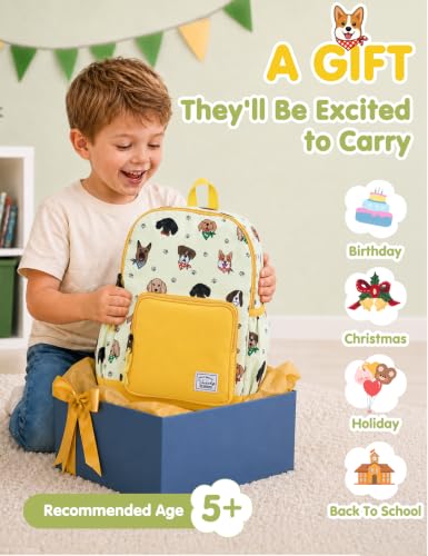 VASCHY Kids backpacks, Cute Lightweight Water Resistant Preschool Backpack for Boys and Girls Chest Strap | Cute - color: Yellow Puppies, size: Small (4-6 Yrs) - 15'' H