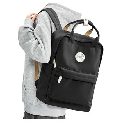BJLFS Large Black Backpack for Women, Classic Basic Waterproof High School Bookbag, Lightweight Casual Travel Daypack, College Backpack Men, Middle School Bag for Girls Boys - color: Large Black