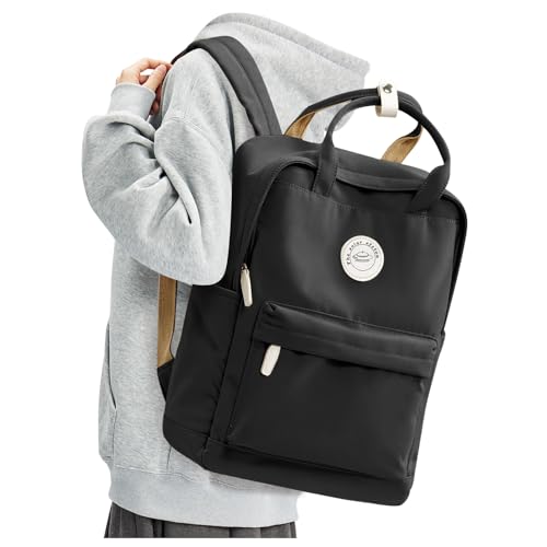 BJLFS Large Black Backpack for Women, Classic Basic Waterproof High School Bookbag, Lightweight Casual Travel Daypack, College Backpack Men, Middle School Bag for Girls Boys - color: Large Black