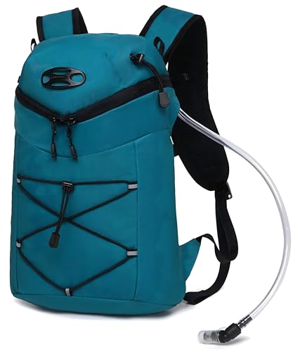 Wotony Lightweight Insulated Backpack with 2L or 3L Water Bladder Bag Daypack for Hiking Trail Running Cycling Race Marathon for Women Men - color: Lake Green, size: 2L-Bladder