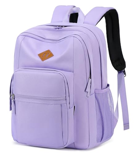 abshoo Girls Solid Color Backpack For College Women Water Resistant School Bag (Light Purple) - color: Light Purple, size: Medium
